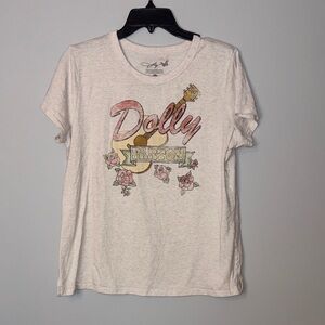 Dolly Parton Graphic Tee - Light Heather Pink Floral Large